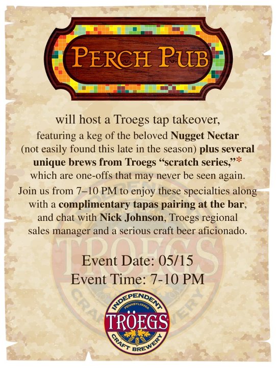 Troegs Tap Takeover at Perch Pub, May 15